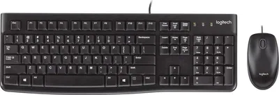 Produktbild von Logitech MK120, Volle Größe (100%), Kabelgebunden, USB, QWERTY, Schwarz, Maus enthalten