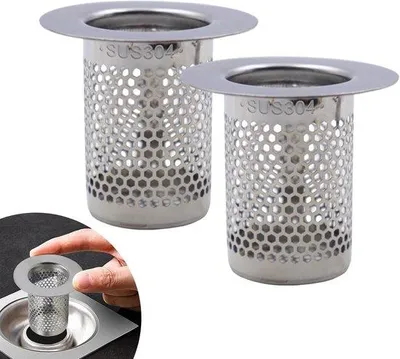 Produktbild von Abflussfilter Edelstahl - Haarfänger und Abflusssieb für Dusche, Waschbecken und Küche - 2 Stück