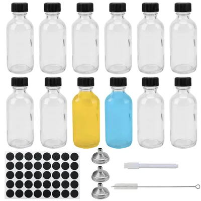 Imagen del producto de Set de 12 mini botellas de vidrio con tapa y accesorios
