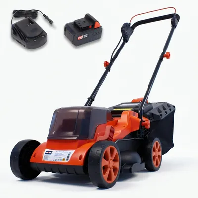 Produktbild von Grafner 20V Akku-Rasenmäher inkl.  4,0 Ah Akku + Ladegerät, 32cm Schnittbreite, 25-65 mm Schnitthöhe, 30 Liter Fangkorb, bis 300 m², brushless Motor, ergonomischer Handgriff, 30 Minuten Laufzeit