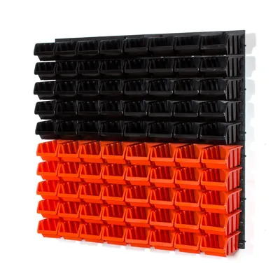 Image de 80 bacs gerbables avec étagère murale 80 x 80 cm | étagère murale de stockage