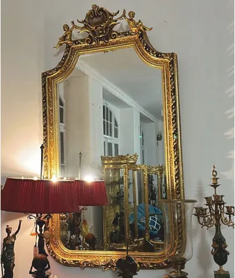 Produktbild von Casa Padrino Barock Spiegel mit Engelsfiguren Gold H. 175 cm - Möbel im Barockstil