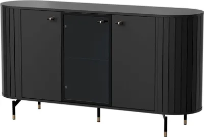 Produktbild von Selsey Zante - Sideboard 3-türig mit Glastür, schwarz, 150 cm