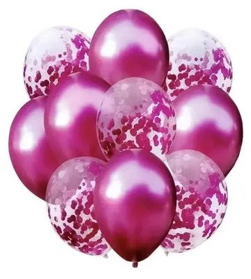 Produktbild von Ballons in Metallic-Rosa und Konfetti, 10 Stück – GoParty