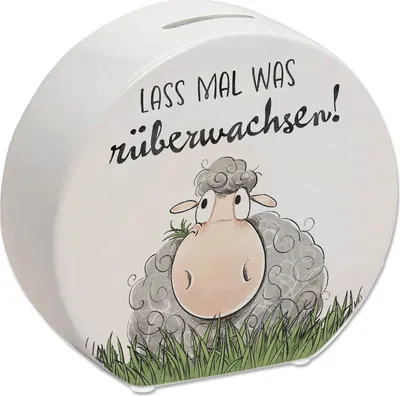 Produktbild von Schaf Spardose mit Spruch Lass mal was rüberwachsen