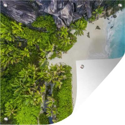 Produktbild von MuchoWow® 50x50 cm Outdoor-Poster Gartendeko Sichtschutz Garten Poster für den Garten  Strand mit Palmen