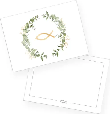 Produktbild von itenga 12x Postkarte FISCH Eukalyptus Dankeskarten Kommunion Taufe A6