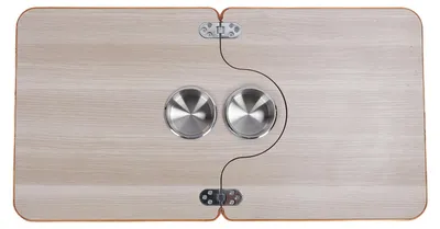 Productafbeelding van Tafelblad voor campers, 29,53 x 15,35 inch, inklapbaar tafelblad van massief hout met 2 roestvrijstalen bekerhouders, geschikt voor caravans, campers, jachten