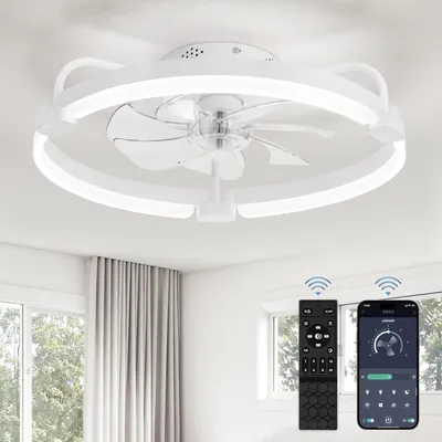 Plafondventilator mit LED-Licht, 52,5 cm, 6 Stufen, Fernbedienung