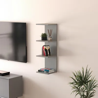 Produktbild von Wandregal 'Surahammar' 95 x 30 x 28 cm Dekoregal mit 4 Ablagen Grau