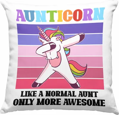 Produktbild von Trendation - Tante Geschenk Deko-Kissen mit Füllung 40x40 Lustiger Spruch Aunticorn Geschenkidee für Beste Tante (Grau)