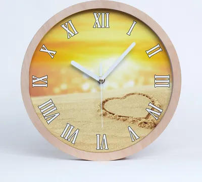 Produktbild von Holzuhr 25fi cm wanduhr - weiße Spitzen - Herz in den Sand