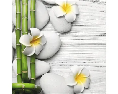 Produktbild von Glasbild Flowers Stones Bamboos I 50x50 cm