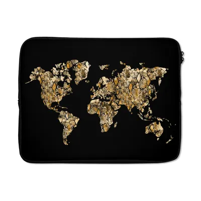 Produktbild von MuchoWow® Laptop Hülle 15 Zoll Weltkarte - Schlange - Design Laptoptasche - Laptoptasche - Sleeve - Rundum-Schutz