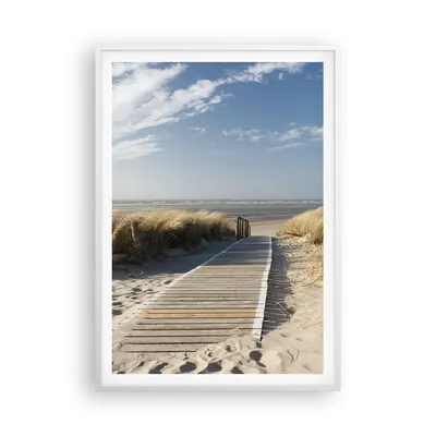 Produktbild von Gerahmtes Poster - Weißer Rahmen - Strand Meer Fußgängerbrücke Ufer - 70x100 cm - Wand Bild - Wanddeko - Wandbilder - Wandposter - Bilderrahmen - Bilder - Kunstdruck - Wandbild - P2WPA70x100-2657