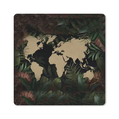 Produktbild von MuchoWow® Mauspad Mousepad Weltkarte - Blumen - Pflanzen 20x20 cm - Mousepads - Maus Mat - Pad - Mausunterlage - Desk Mat - Bureauartikeln