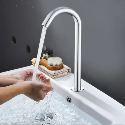 G1/2in Thread Automatic Induction Sensor Water Faucet Infrared Single Cold Tap with Control Box(Mittelhoher Typ für Unter- oder Übertischbecken mit Beckenhöhe