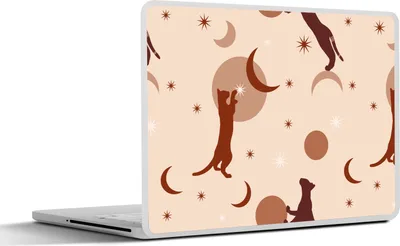 Produktbild von MuchoWow® Laptop Aufkleber Sticker Cover Muster - Katze - Mond - Pastell - Mädchen - Kinder - Kinder 30x21 cm - Sticker für Laptop - Selbstklebend