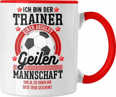 Produktbild von Trendation - Bester Fussballtrainer Geschenk Tasse Danke Fußball Coach Geschenkidee Geburtstag Weihnachten (Rot)