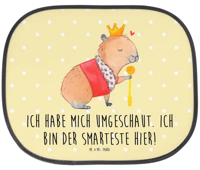 Produktbild von Mr. & Mrs. Panda Sonnenschutz Pkw Capybara König - Gelb Pastell - Geschenk, Lustige Sprüche, Sonnenblende Auto, für Autoscheiben, Hitzeschutz