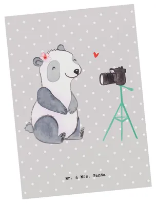Produktbild von Mr. & Mrs. Panda Postkarte Vloggerin Herz - Grau Pastell - Geschenk, Ansichtskarten, Postkarten, Fotokarte, Grußkarte, Ansichtskarte