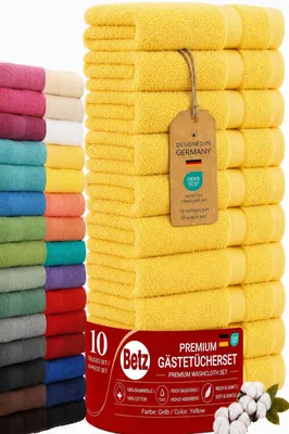 Produktbild von Betz 10 Stück Gästetücher 30x50 cm PREMIUM 100% Baumwolle Set Händehandtücher Farbe: gelb