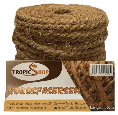 Produktbild von 50m Kokosseil - Verwendbar als Terrariendekoration, Sisal Seil für Kratzbaum, Baumanbinder, Bindeseil (4.5)