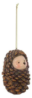 Produktbild von Hängende Tannenbaum- und Tannenzapfen-Dekoration aus Kunstharz, 9 cm