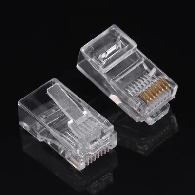 Image de Lot de 100 connecteurs réseau RJ45 Cat5/Cat5e pour Internet, têtes de câble modulaires 8P8C