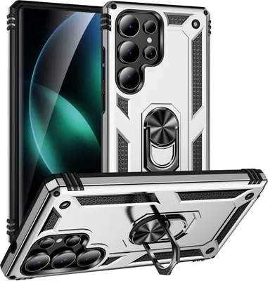 Produktbild von Mobigear Armor ring  Samsung Galaxy S25 Ultra Hülle Hardcase Backcover Stoßfest mit Ringhalter - Silber