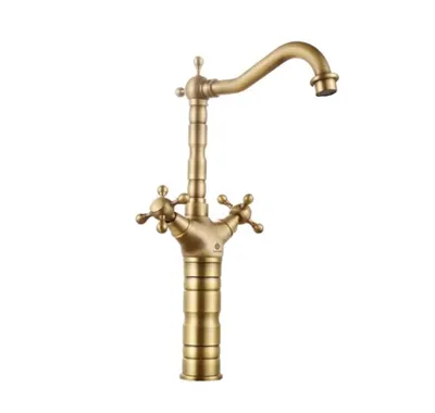 Immagine prodotto di Miscelatore da lavabo a colonna LAUFERI TEMIDA in ottone spazzolato stile retrò
