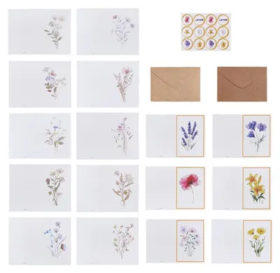 Produktbild von Elzusha – Set mit 22 eleganten Grußkarten, inklusive Umschlägen und Aufklebern