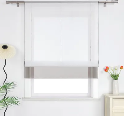 Produktbild von Joyswahl Raffrollo Modern Raffgardine Voile Küche Gardinen Stangendurchzug Transparent Grau BxH 100x155cm