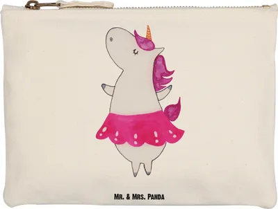 Produktbild von Mr. & Mrs. Panda Kulturbeutel Einhorn Ballerina Grösse XL Große - Weiß - Geschenk, Federmappe, Täschchen, Unicorn, kosmetiktäschchen, Spaß, Einhörner, Make-Up Tasche