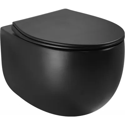 Zdjęcie produktu dla Mexen Egg miska wc Rimless z deską wolnoopadającą slim, duroplast, czarna mat - 30245070