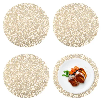 Platzsets aus PVC, Antirutsch, 38 cm, 4 Stück, Gold