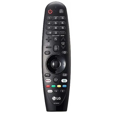 A black LG remote control is shown against a white background.
