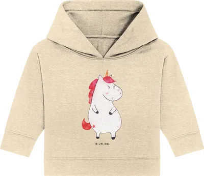 Produktbild von Mr. & Mrs. Panda Organic Baby Hoodie Einhorn Wut 24. - 36. Monat - Natural Raw - Geschenk, Einhörner, Unicorn, Kapuzensweatshirt, Büro, Spaß, Arbeit, Kapuzenshirt, Ansage