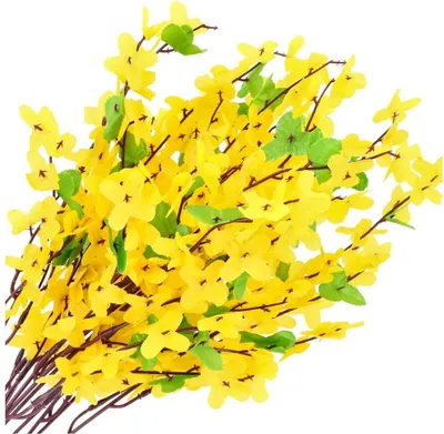 Produktbild von Dekolo Künstliche Blumen Blumenstrauß Pflanzen Forsythie Frühlingsblumen Kunstblumen Gelb
