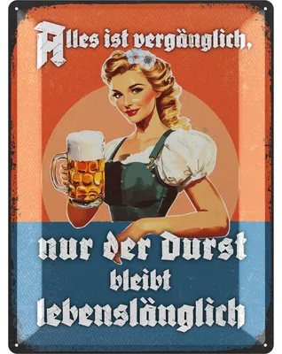 Produktbild von LANOLU Blechschild Nur der Durst bleibt Lustiger Bier Spruch Bierschild Bar Kneipe Partykeller Deko 30x40 cm