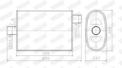 Produktbild von WALKER 14881 Universal-Mittelschalldämpfer L:355mm Einlass-Ø50,8 Auslass-Ø50,8