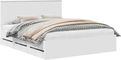 Obrázek produktu pro vidaXL Rám postele se zásuvkami bílý 160 x 200 cm Dřevěná konstrukce