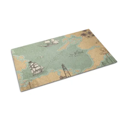 Obrázek produktu pro Rohožka před dveře - Podložka na zachytávání nečistot- Protiskluzová vnitřní venkovní rohožka - 90x60 cm - Stará mapa