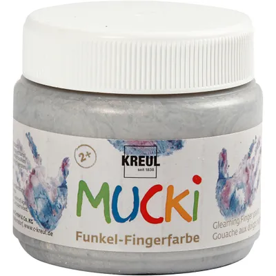 Produktbild von Mucki Fingerfarbe, Metallic-Silber, 150 ml/ 1 Dose [HOB-34752]