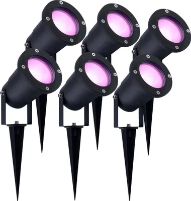 Produktbild von Ledvion 6er Set Gartenstrahler mit Erdspieß IP65 4,9W GU10 CCT RGB