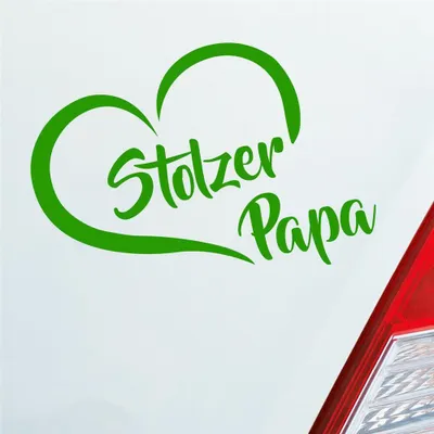 Produktbild von Auto Aufkleber Stolzer Papa Liebe Herz Vater Kind 13x10 cm Hellgrün Sticker Heckscheibenaufkleber
