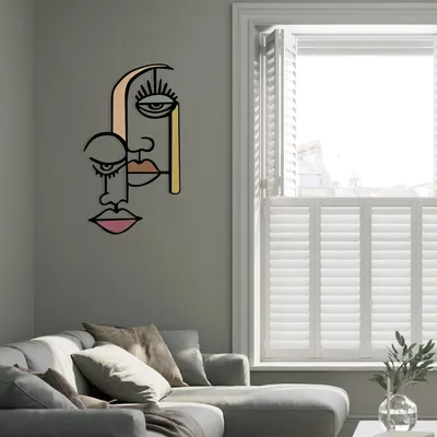 Immagine prodotto di Wallity, Kubizm 28, Accessorio decorativo da parete in metallo, METALLO, Multicolore, 68 x 39 cm