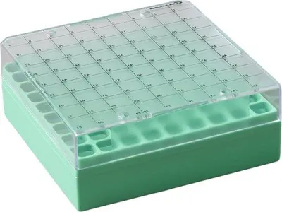 Imagen del producto de Cajas de almacenamiento de plástico, paquete de 5 unidades, color verde, 81 compartimentos, fabricadas en policarbonato