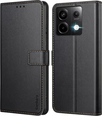 Produktbild von Xiaomi Redmi Note 13 Pro 5G Leder Handyhülle mit Kartenschlitzen - Schwarz