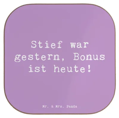 Produktbild von Mr. & Mrs. Panda Untersetzer für Gläser Spruch Bonusvater Freude - Lavendeltraum - Geschenk, Patchworkfamilie, Tassenuntersetzer, Tischuntersetzer, Beziehung, Coaster